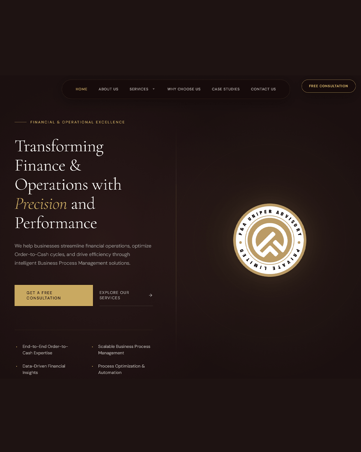 F&A Uniper Advisory website preview